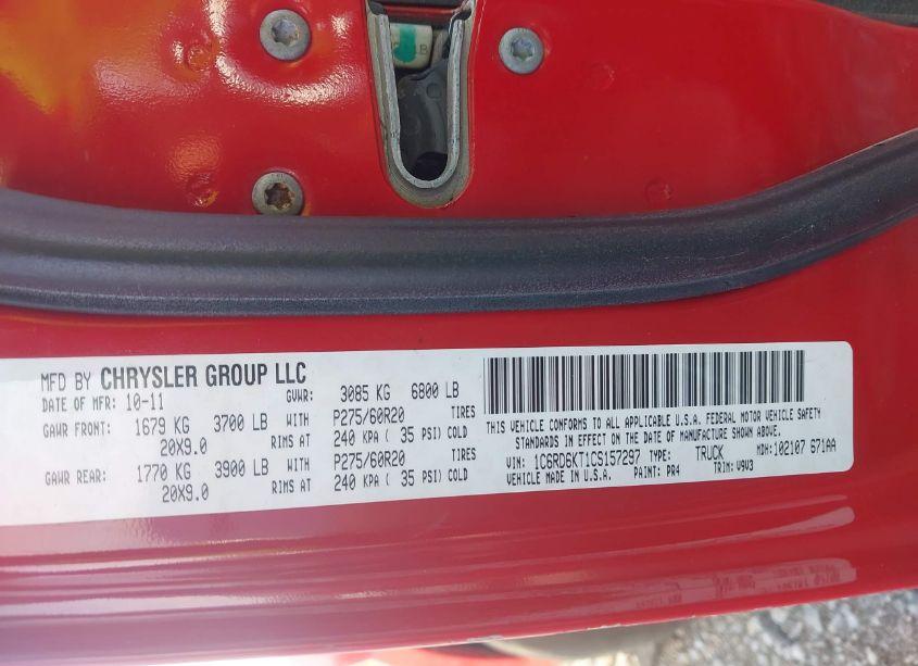 Photo 9 of 2012 Ram 1500 ST (VIN 1C6RD6KT1CS157297)