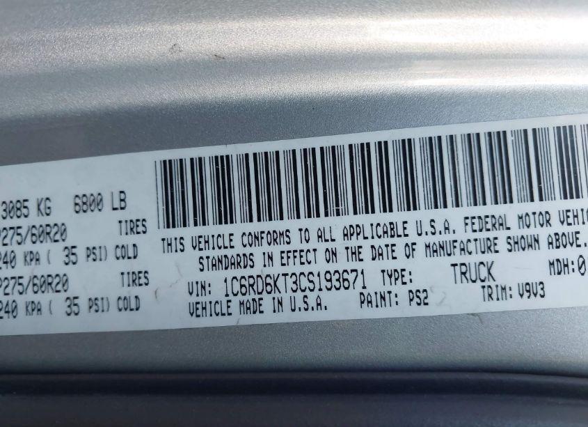 Photo 9 of 2012 Ram 1500 ST (VIN 1C6RD6KT3CS193671)