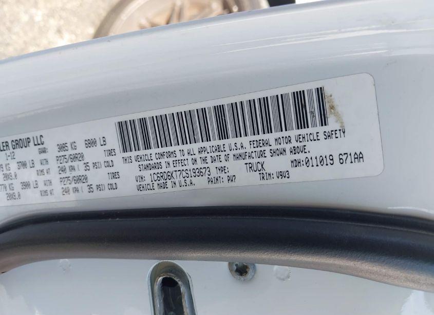 Photo 9 of 2012 Ram 1500 ST (VIN 1C6RD6KT7CS193673)