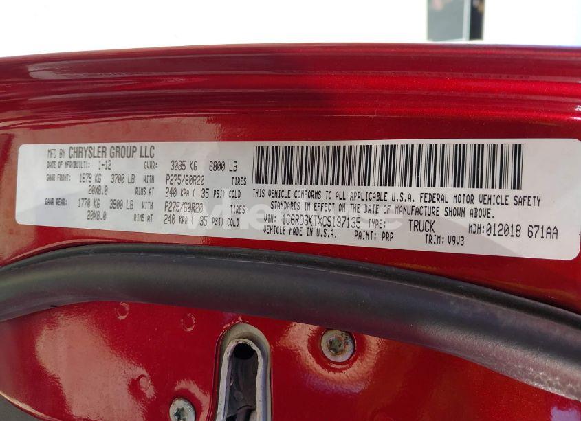 Photo 9 of 2012 Ram 1500 ST (VIN 1C6RD6KTXCS197135)