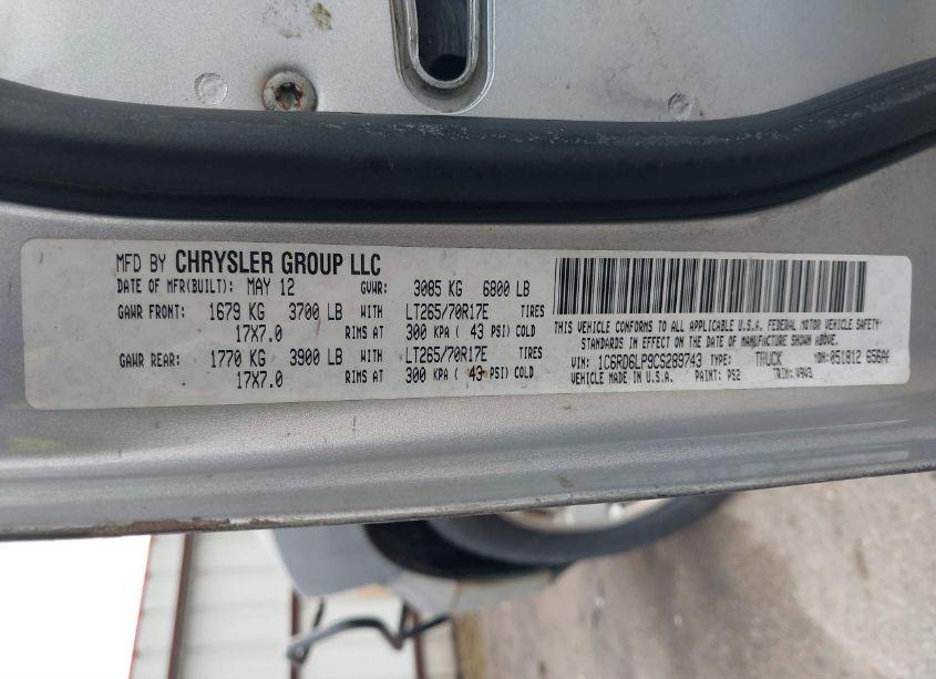 Photo 9 of 2012 Ram 1500 SLT (VIN 1C6RD6LP9CS289743)