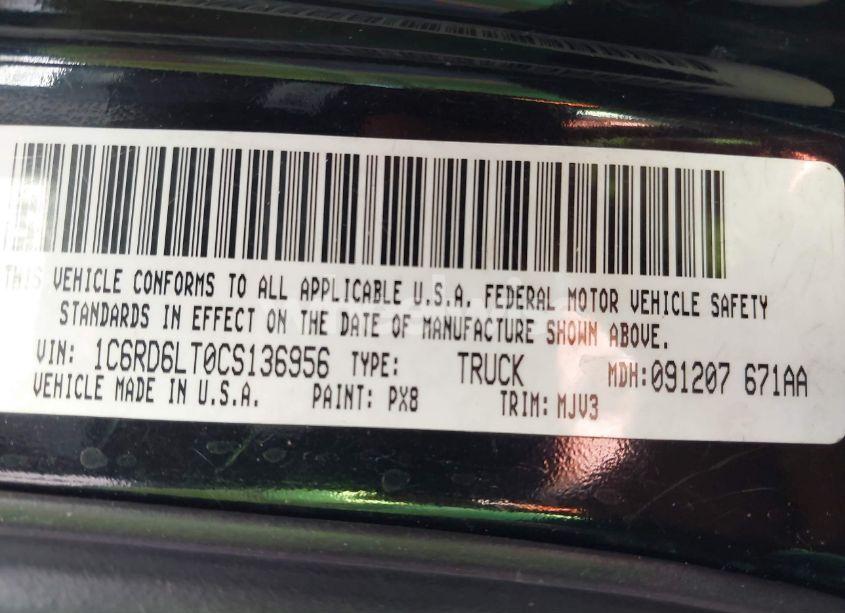 Photo 9 of 2012 Ram 1500 SLT (VIN 1C6RD6LT0CS136956)