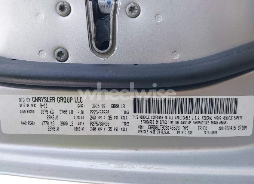 Photo 9 of 2012 Ram 1500 SLT (VIN 1C6RD6LT9CS145526)