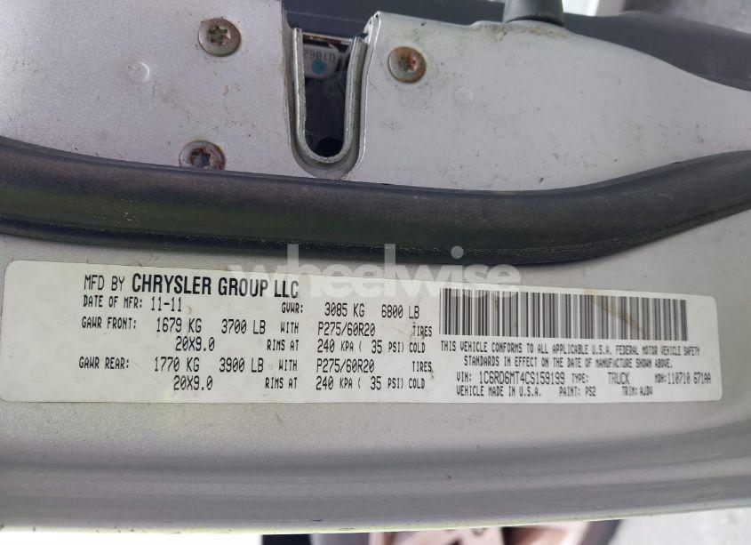 Photo 9 of 2012 Ram 1500 SPORT (VIN 1C6RD6MT4CS159199)