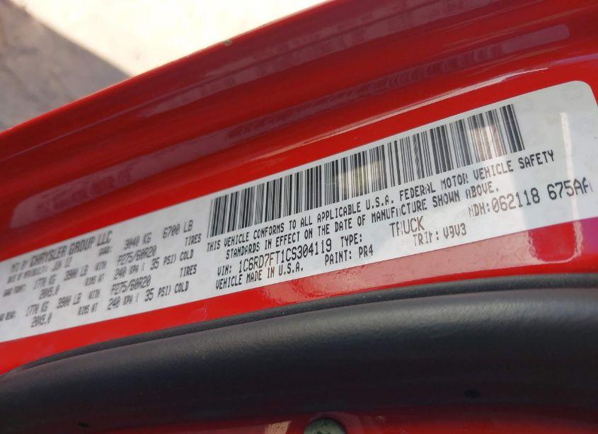 Photo 9 of 2012 Ram 1500 ST (VIN 1C6RD7FT1CS304119)