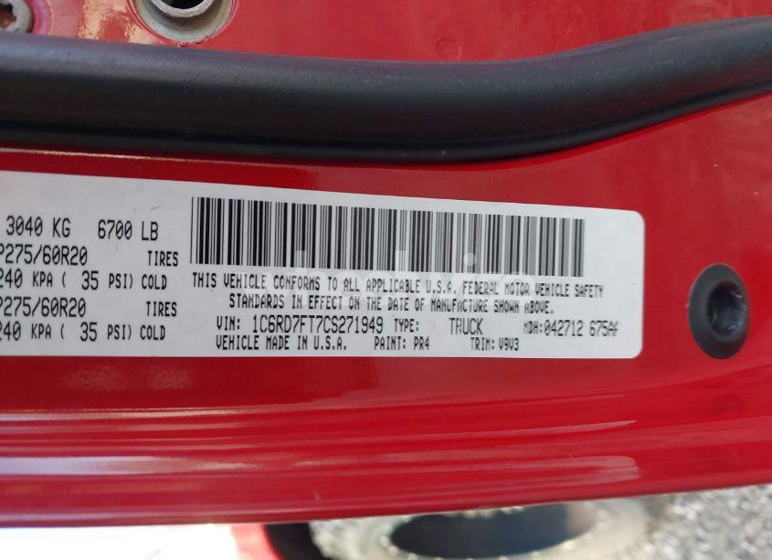 Photo 9 of 2012 Ram 1500 ST (VIN 1C6RD7FT7CS271949)