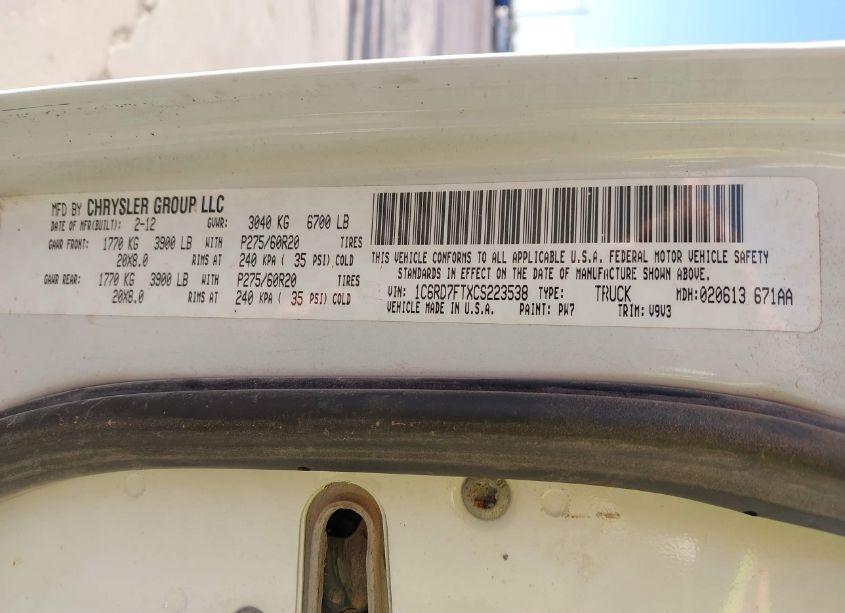 Photo 9 of 2012 Ram 1500 ST (VIN 1C6RD7FTXCS223538)