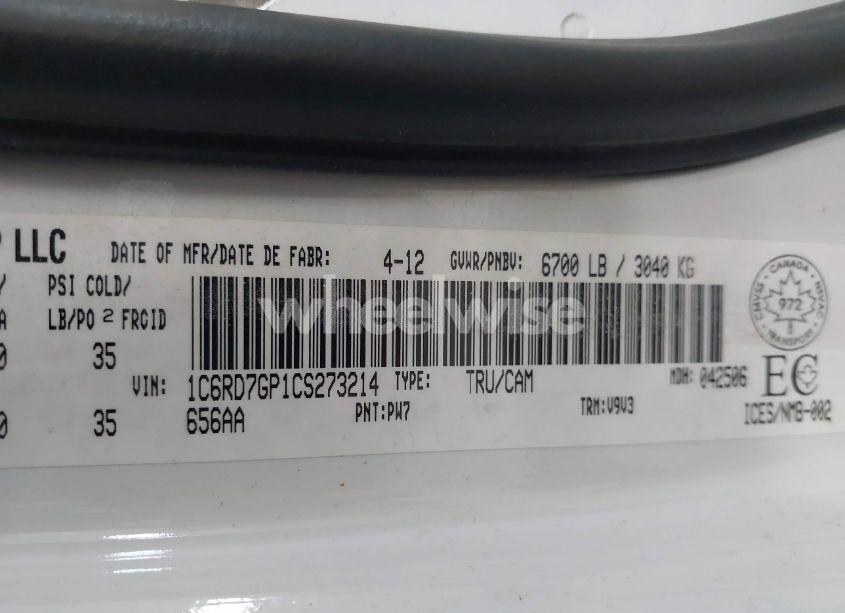 Photo 9 of 2012 Ram 1500 SLT (VIN 1C6RD7GP1CS273214)