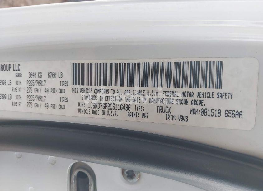 Photo 9 of 2012 Ram 1500 SLT (VIN 1C6RD7GP2CS116436)