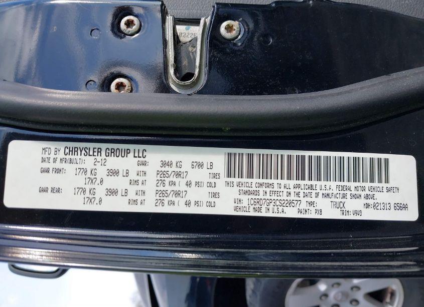 Photo 9 of 2012 Ram 1500 SLT (VIN 1C6RD7GP3CS220577)