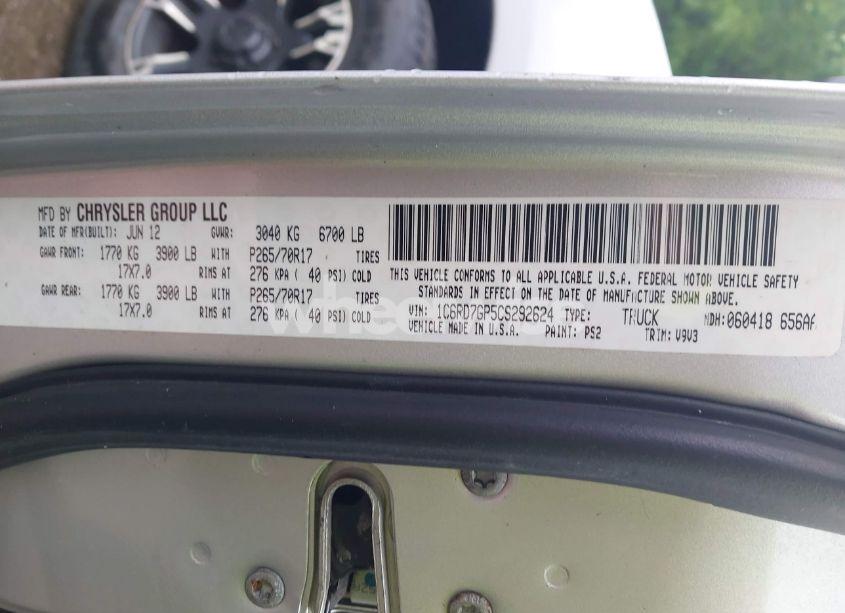 Photo 9 of 2012 Ram 1500 SLT (VIN 1C6RD7GP5CS292624)