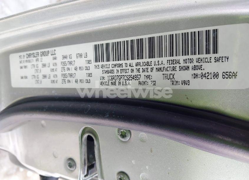 Photo 9 of 2012 Ram 1500 SLT (VIN 1C6RD7GP7CS254957)