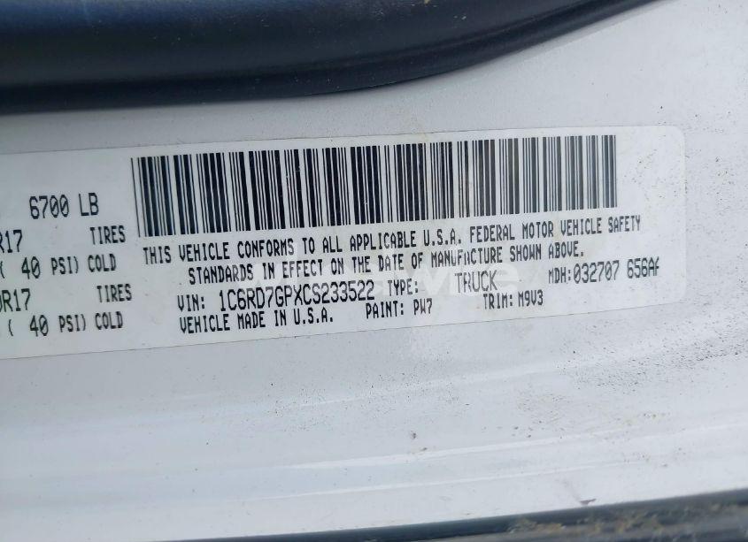 Photo 9 of 2012 Ram 1500 SLT (VIN 1C6RD7GPXCS233522)