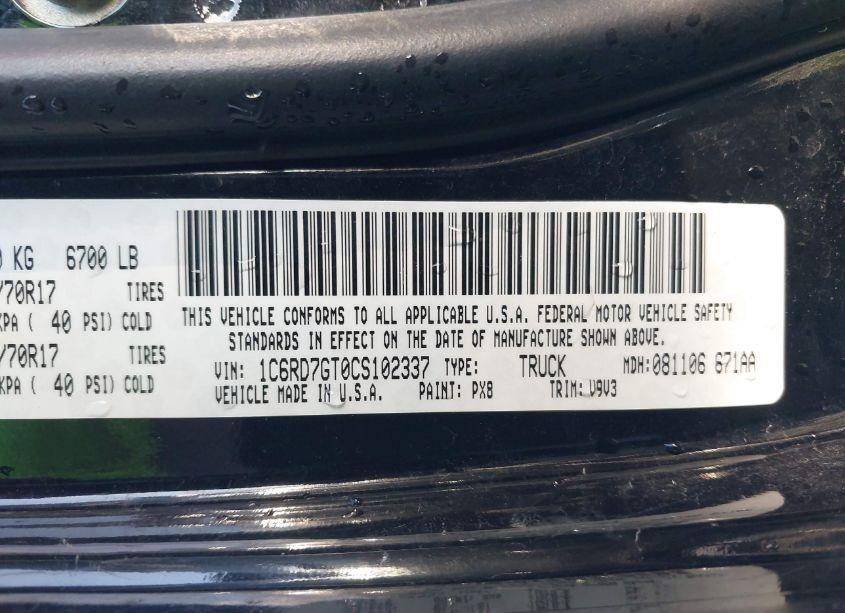 Photo 9 of 2012 Ram 1500 SLT (VIN 1C6RD7GT0CS102337)