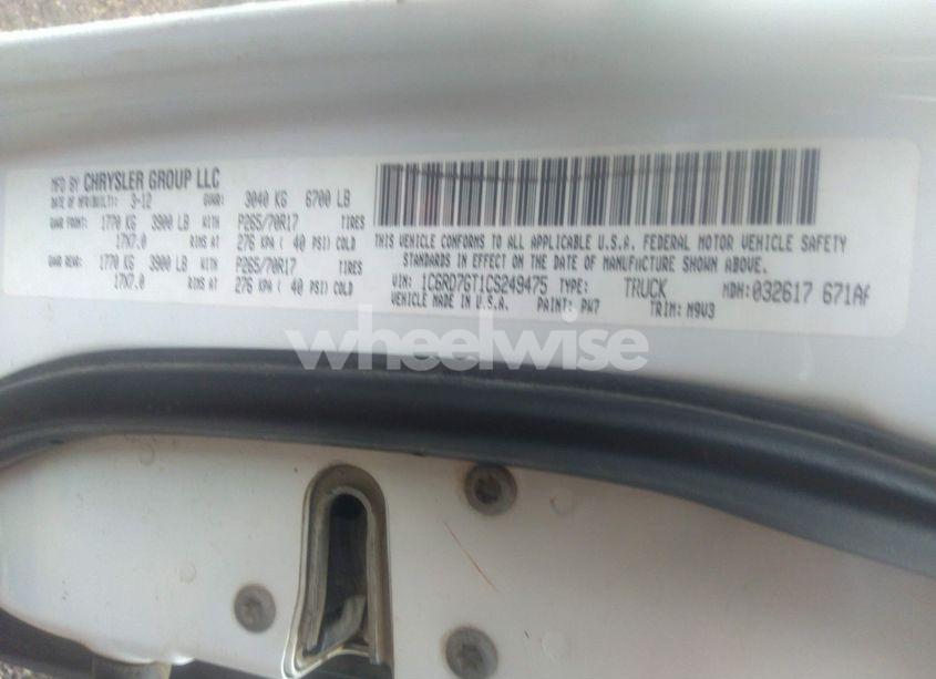 Photo 9 of 2012 Ram 1500 SLT (VIN 1C6RD7GT1CS249475)