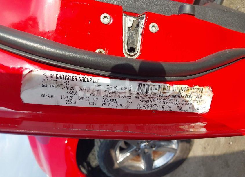 Photo 9 of 2012 Ram 1500 SLT (VIN 1C6RD7GT4CS172522)