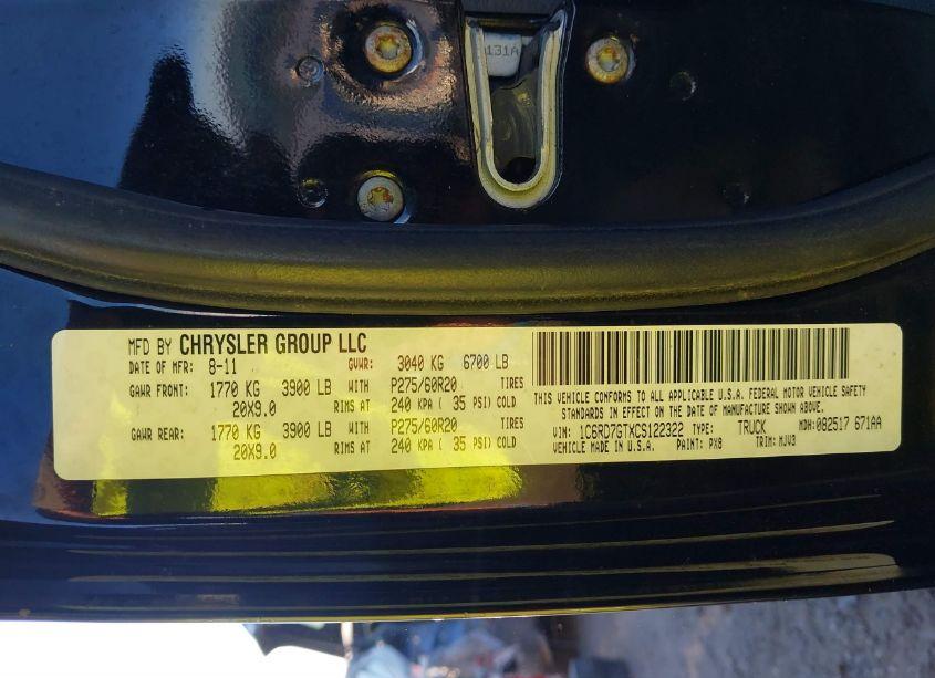 Photo 9 of 2012 Ram 1500 SLT (VIN 1C6RD7GTXCS122322)