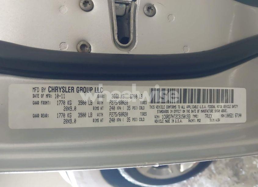 Photo 9 of 2012 Ram 1500 SPORT (VIN 1C6RD7HT2CS150193)