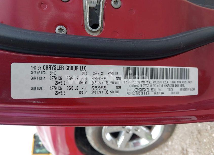 Photo 9 of 2012 Ram 1500 SPORT (VIN 1C6RD7HT7CS110031)