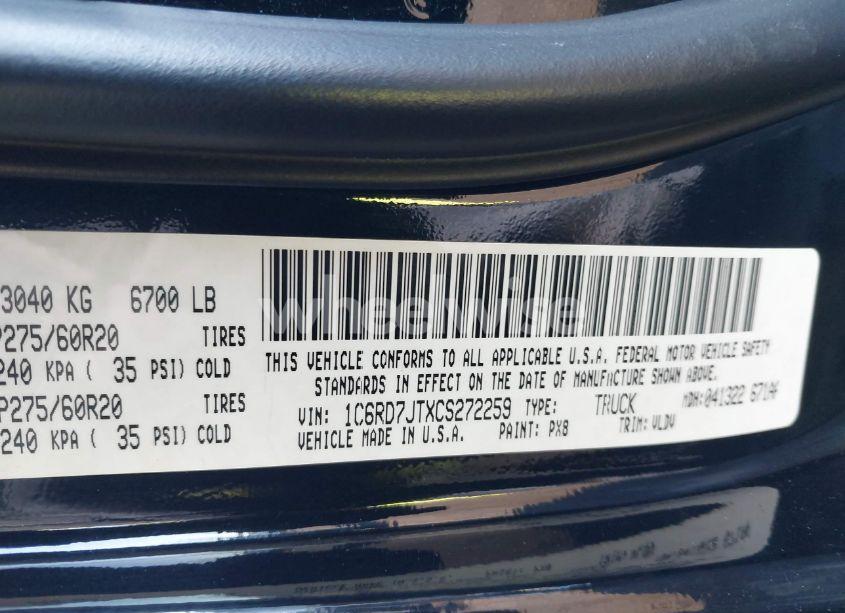 Photo 9 of 2012 Ram 1500 LARAMIE (VIN 1C6RD7JTXCS272259)