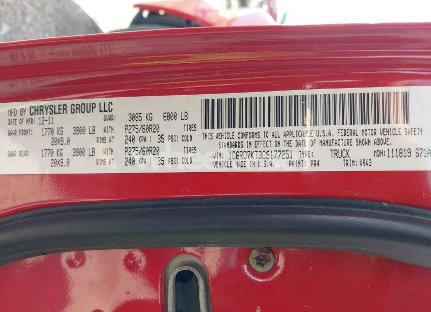 Photo 9 of 2012 Ram 1500 ST (VIN 1C6RD7KT3CS177251)