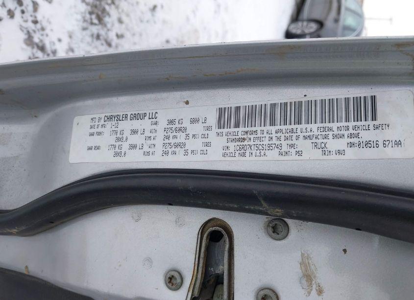 Photo 9 of 2012 Ram 1500 ST (VIN 1C6RD7KT5CS195749)