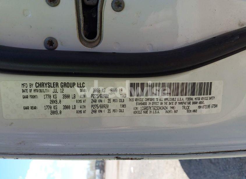 Photo 9 of 2012 Ram 1500 ST (VIN 1C6RD7KT6CS343424)