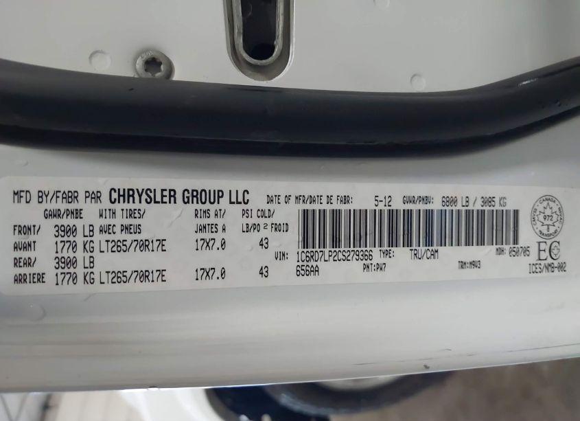 Photo 9 of 2012 Ram 1500 SLT (VIN 1C6RD7LP2CS279366)