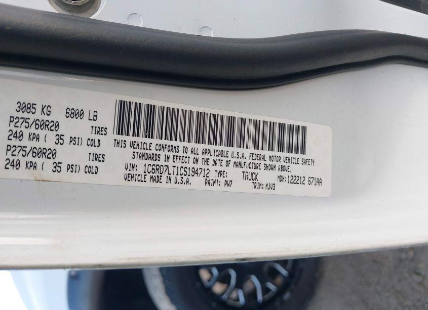 Photo 9 of 2012 Ram 1500 SLT (VIN 1C6RD7LT1CS194712)