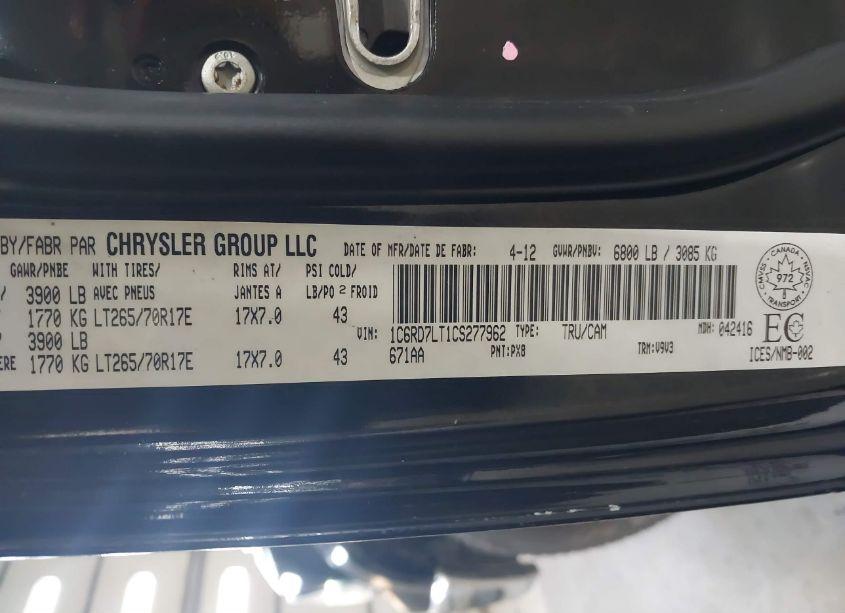 Photo 9 of 2012 Ram 1500 SLT (VIN 1C6RD7LT1CS277962)