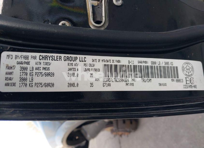 Photo 9 of 2012 Ram 1500 SLT (VIN 1C6RD7LT6CS104924)