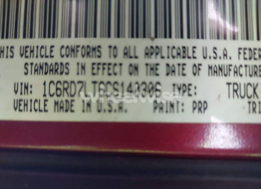 Photo 9 of 2012 Ram 1500 SLT (VIN 1C6RD7LT6CS140306)