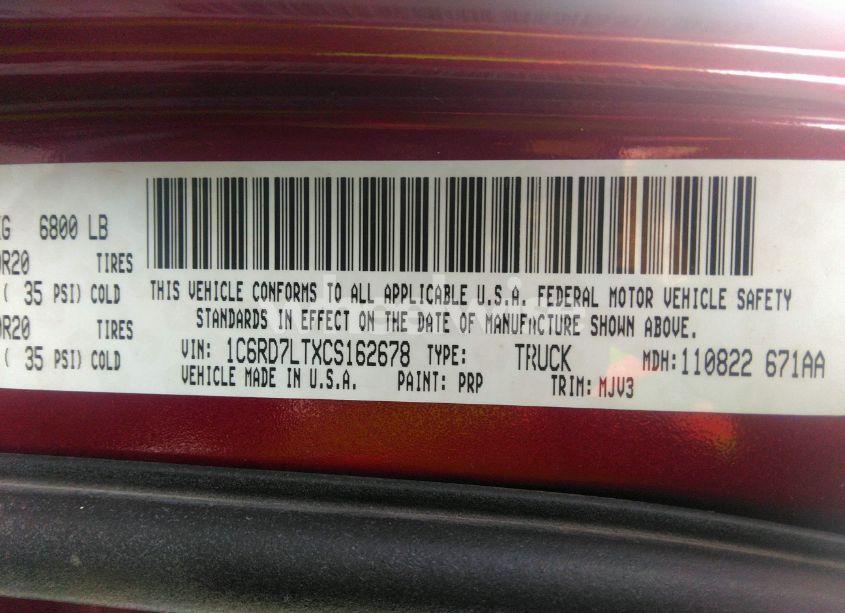 Photo 9 of 2012 Ram 1500 SLT (VIN 1C6RD7LTXCS162678)