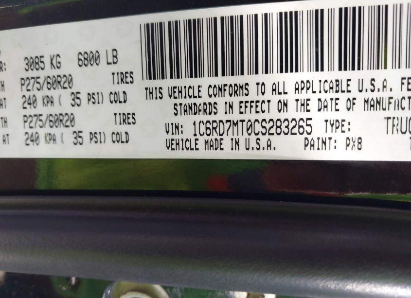 Photo 9 of 2012 Ram 1500 SPORT (VIN 1C6RD7MT0CS283265)