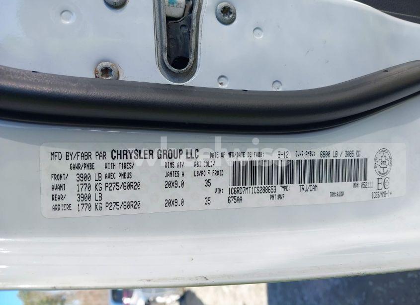 Photo 9 of 2012 Ram 1500 SPORT (VIN 1C6RD7MT1CS288653)