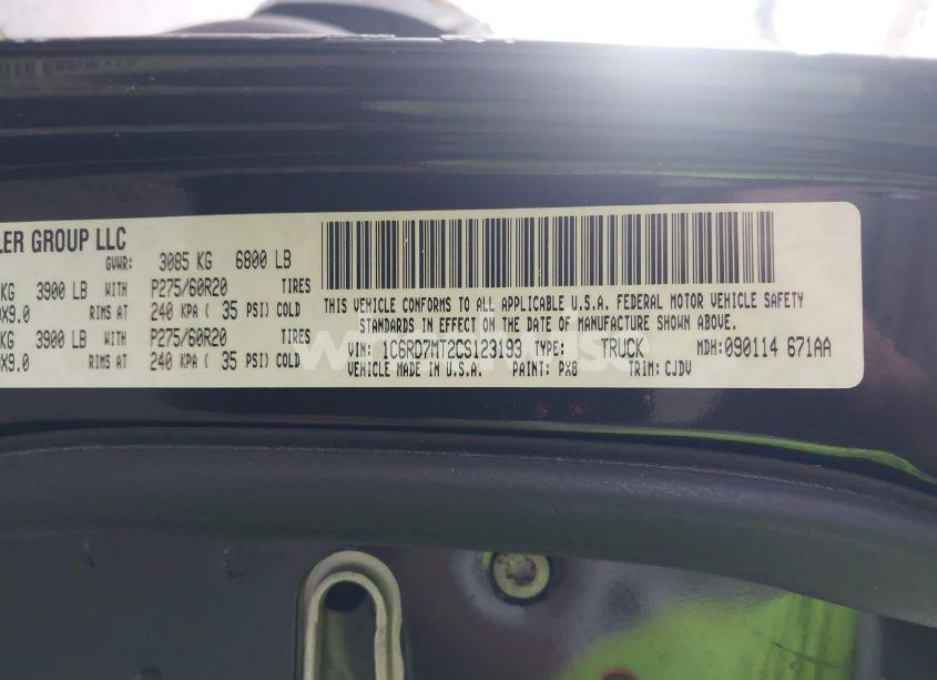 Photo 9 of 2012 Ram 1500 SPORT (VIN 1C6RD7MT2CS123193)