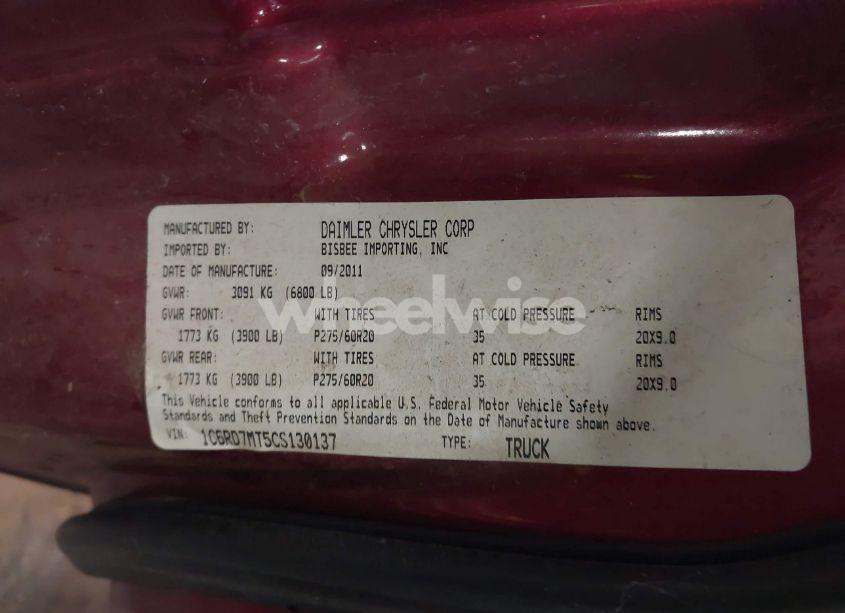 Photo 9 of 2012 Ram 1500 SPORT (VIN 1C6RD7MT5CS130137)