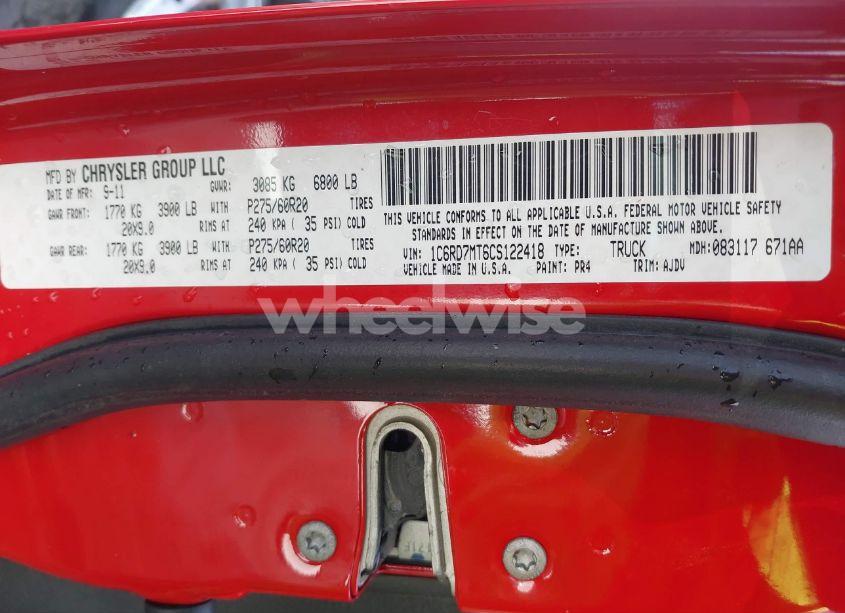 Photo 9 of 2012 Ram 1500 SPORT (VIN 1C6RD7MT6CS122418)