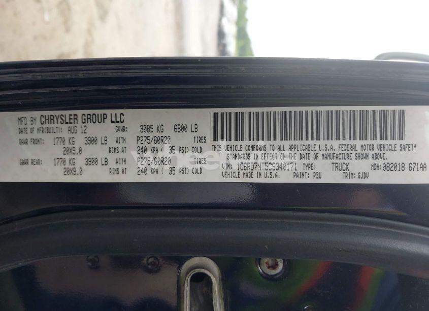 Photo 9 of 2012 Ram 1500 LARAMIE (VIN 1C6RD7NT5CS340171)