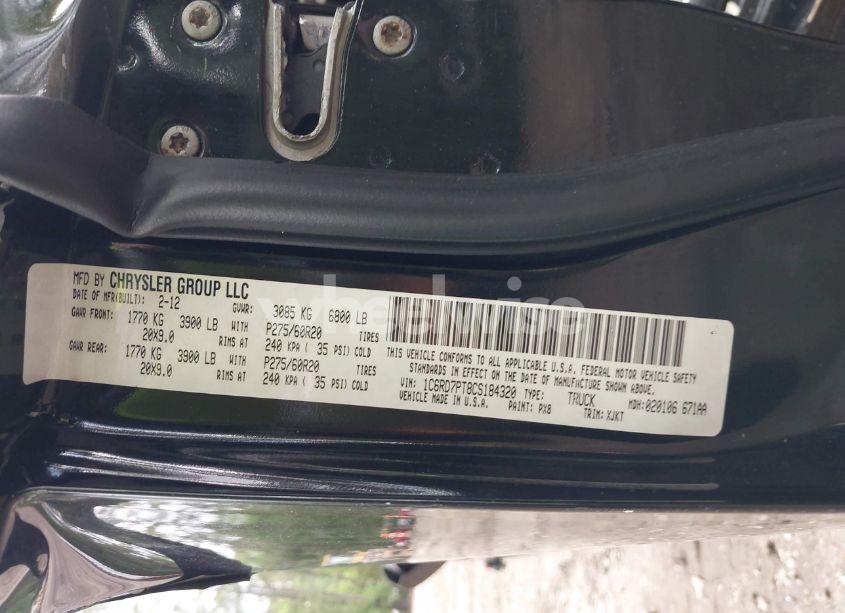 Photo 9 of 2012 Ram 1500 LARAMIE LONGHORN/LIMITED EDITION (VIN 1C6RD7PT8CS184320)