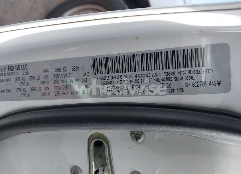 Photo 9 of 2020 Ram 1500 CLASSIC TRADESMAN 4X2 6'4 BOX (VIN 1C6RR6FG0LS116724)