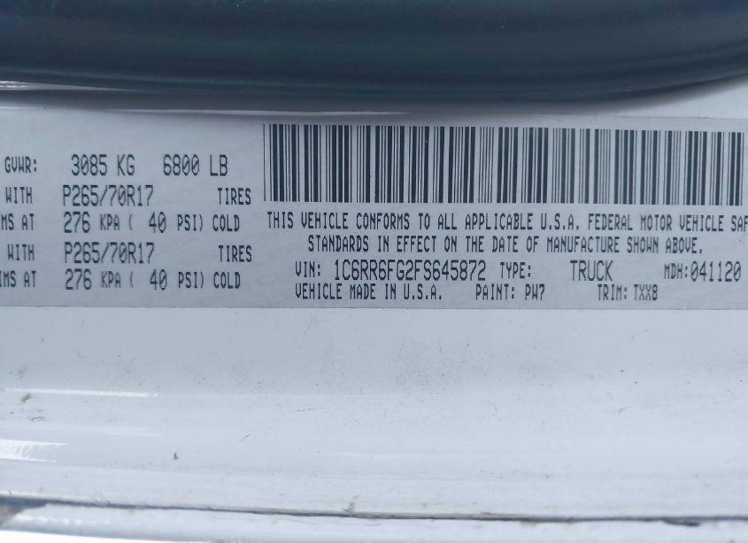 Photo 9 of 2015 Ram 1500 TRADESMAN (VIN 1C6RR6FG2FS645872)