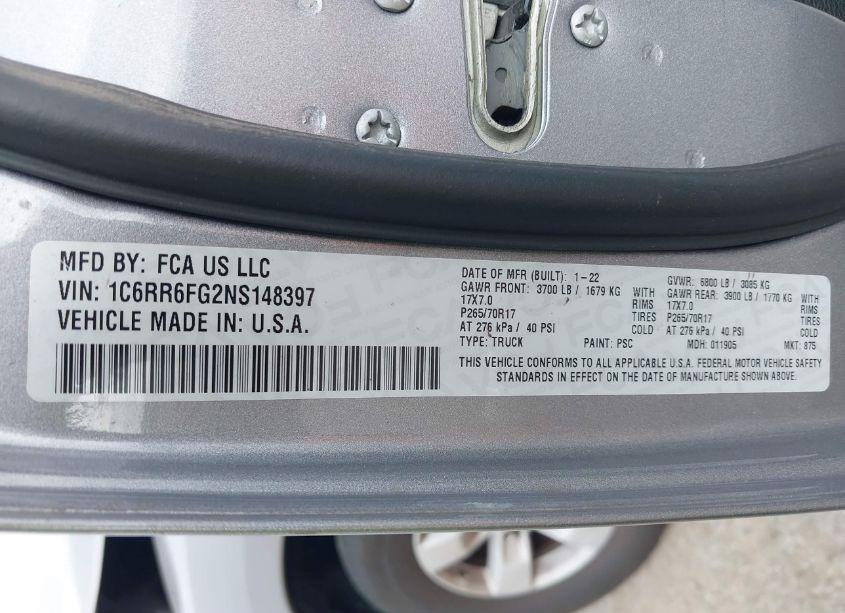 Photo 9 of 2022 Ram 1500 CLASSIC TRADESMAN 4X2 6'4 BOX (VIN 1C6RR6FG2NS148397)