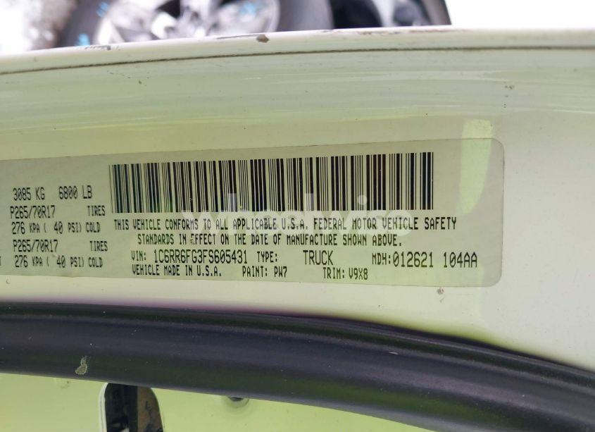 Photo 9 of 2015 Ram 1500 TRADESMAN (VIN 1C6RR6FG3FS605431)