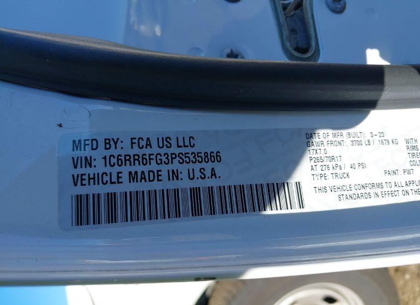 Photo 9 of 2023 Ram 1500 CLASSIC TRADESMAN 4X2 6'4 BOX (VIN 1C6RR6FG3PS535866)