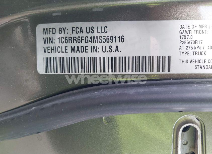 Photo 9 of 2021 Ram 1500 CLASSIC TRADESMAN 4X2 6'4 BOX (VIN 1C6RR6FG4MS569116)