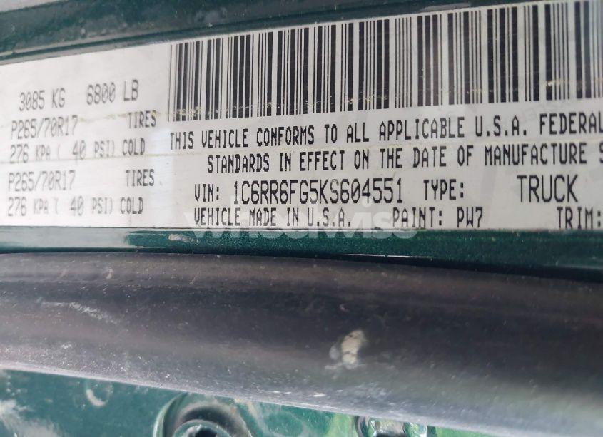 Photo 9 of 2019 Ram 1500 CLASSIC TRADESMAN 4X2 6'4 BOX (VIN 1C6RR6FG5KS604551)