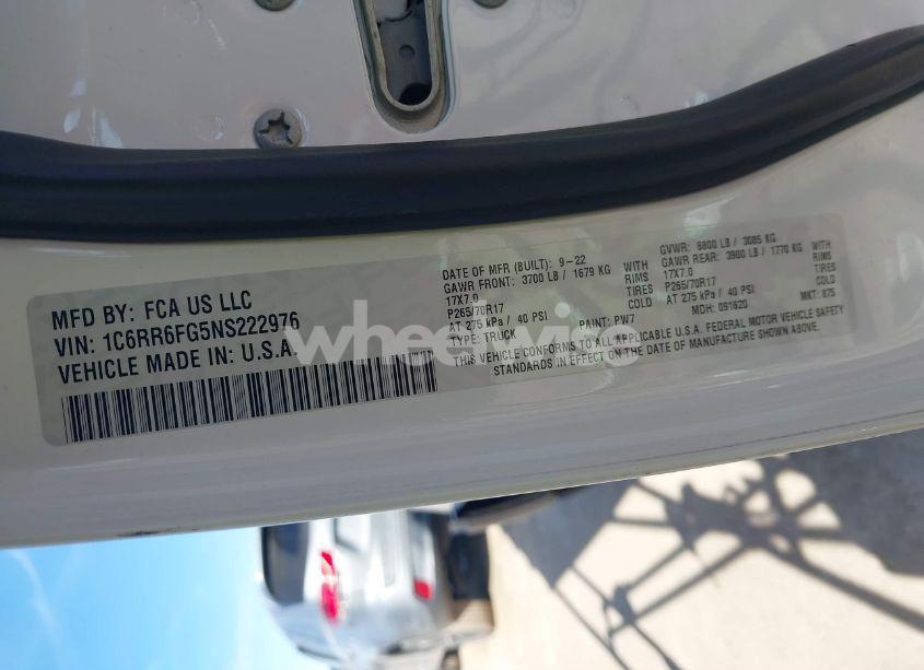 Photo 9 of 2022 Ram 1500 CLASSIC TRADESMAN 4X2 6'4 BOX (VIN 1C6RR6FG5NS222976)