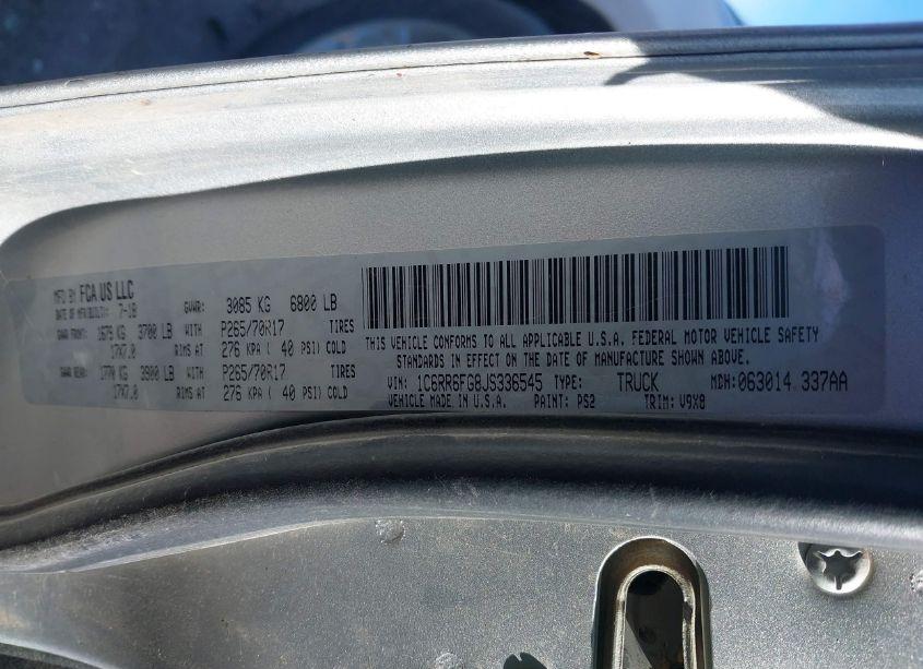 Photo 9 of 2018 Ram 1500 TRADESMAN 4X2 6'4 BOX (VIN 1C6RR6FG8JS336545)