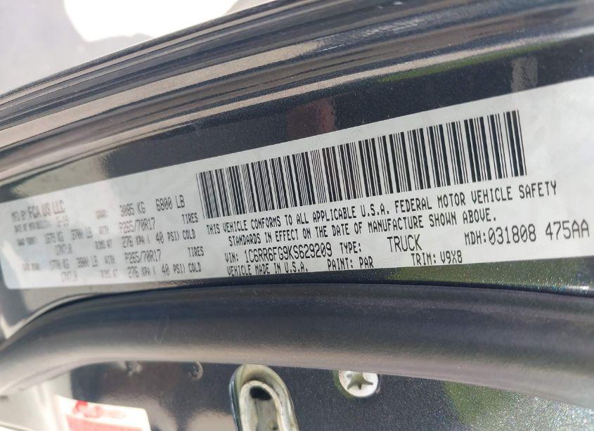 Photo 9 of 2019 Ram 1500 CLASSIC TRADESMAN 4X2 6'4 BOX (VIN 1C6RR6FG9KS629209)